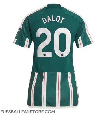 Manchester United Diogo Dalot #20 Replik Auswärtstrikot Damen 2023-24 Kurzarm